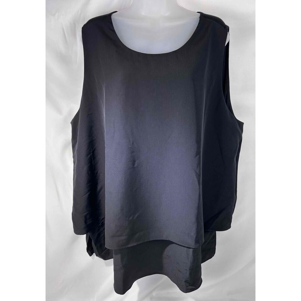 DG2 Womens Black Sleeveless Round Neckline Layered Blouse‎ Tunic 3X